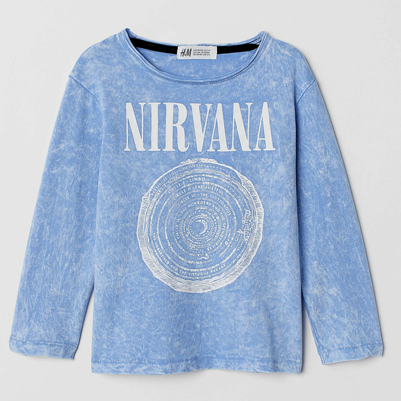 Nirvana Logo long sleeve H&M Official T-Shirt 4-6 6-8 Boys NWT - Picture 2 of 3